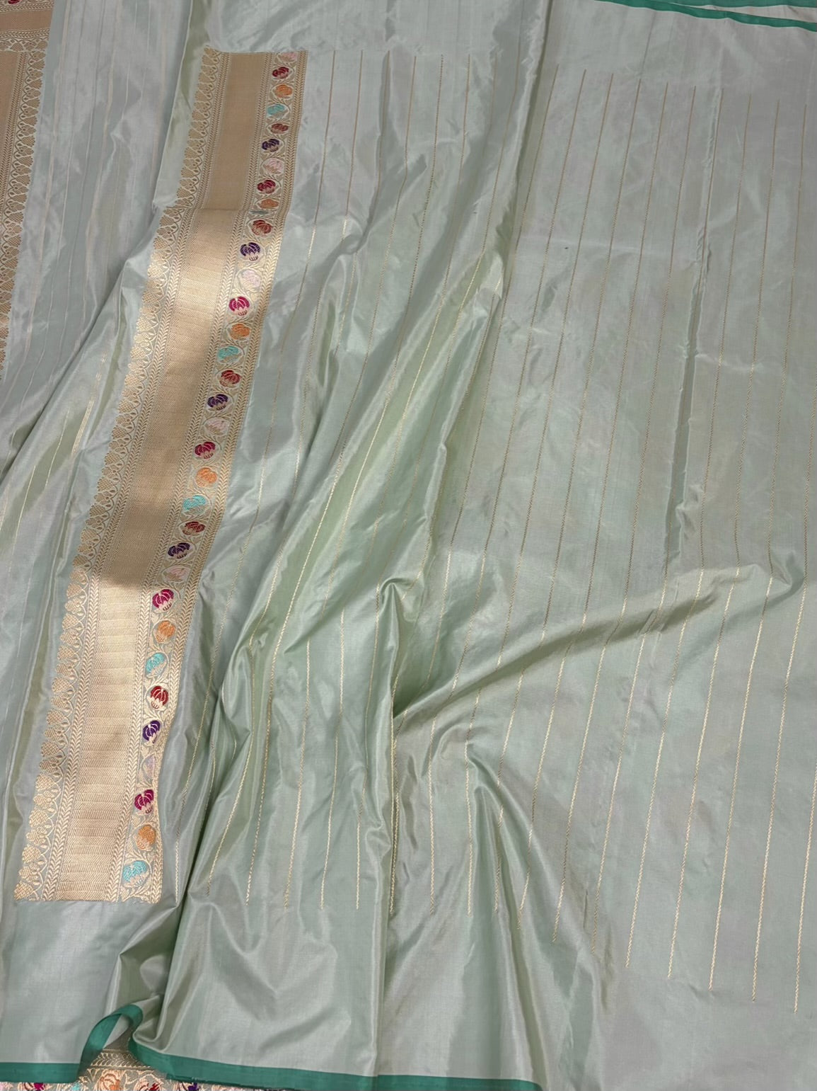 Sage Green Handwoven Pure Banarasi Katan Silk Saree