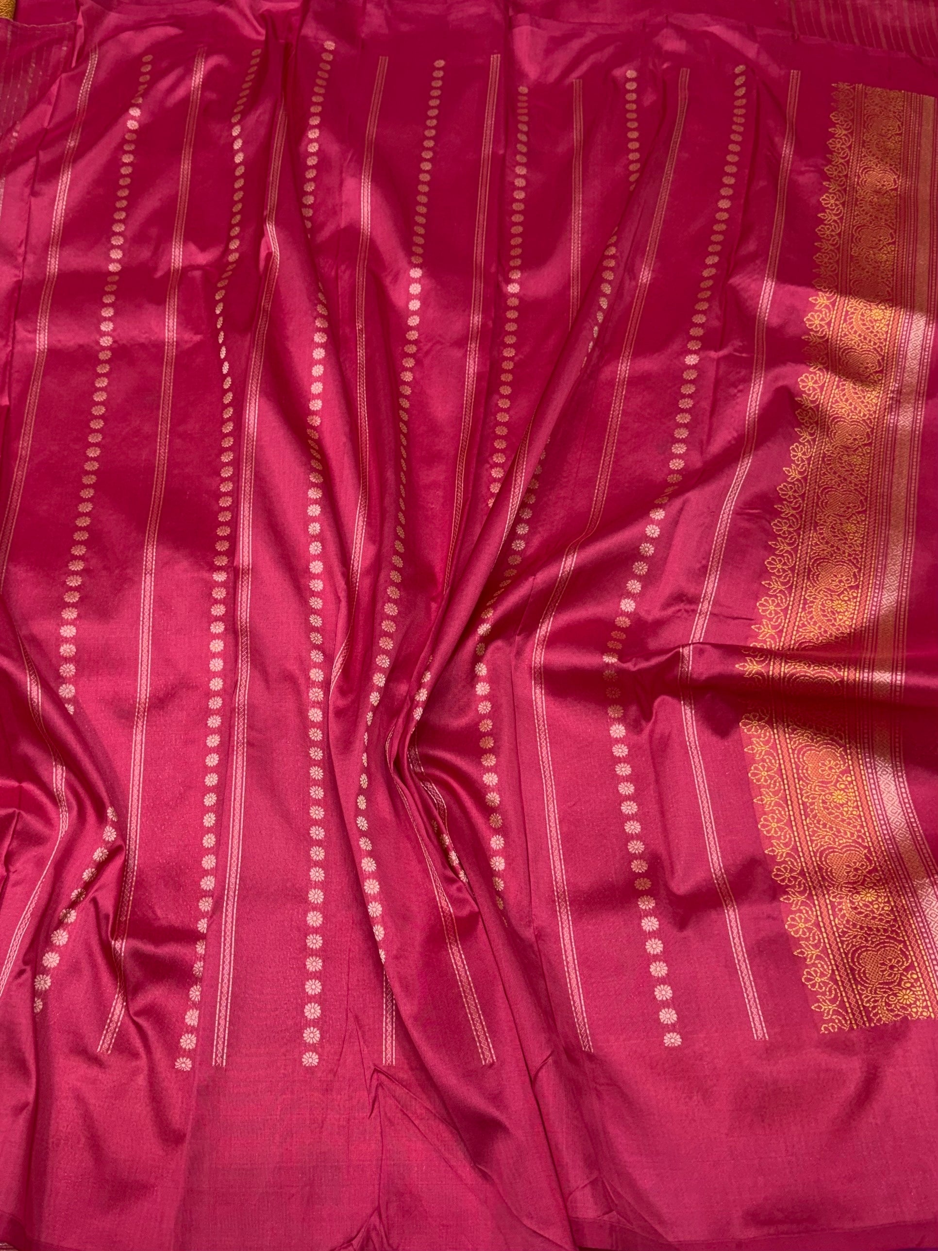 Reddish Pink Pure Banarasi Silk Brocade Saree in Katan Mulberry Silk – Classic Banaras Weave