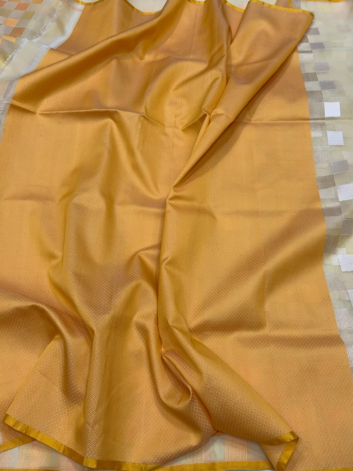 Yellow Handwoven Pure Organza Silk Saree