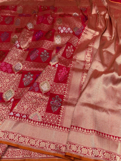 Red Handwoven Pure Banarasi Silk Saree