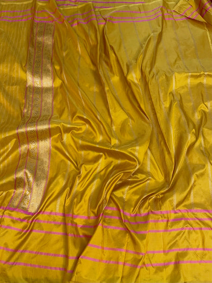 Yellow Handwoven Pure Banarasi Katan Silk Saree