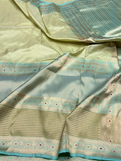 Pista Green Pure Banarasi Katan Silk Saree