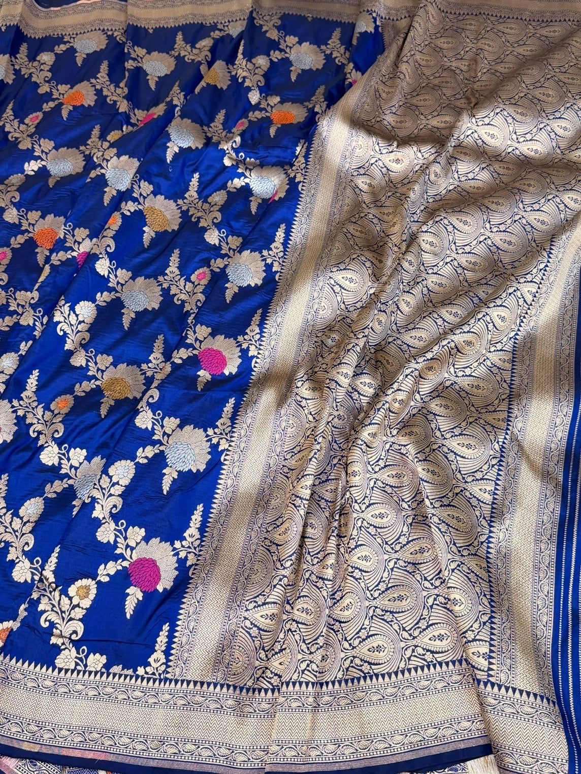 Royal Blue Banarasi Minakari Pure Katan Silk Saree