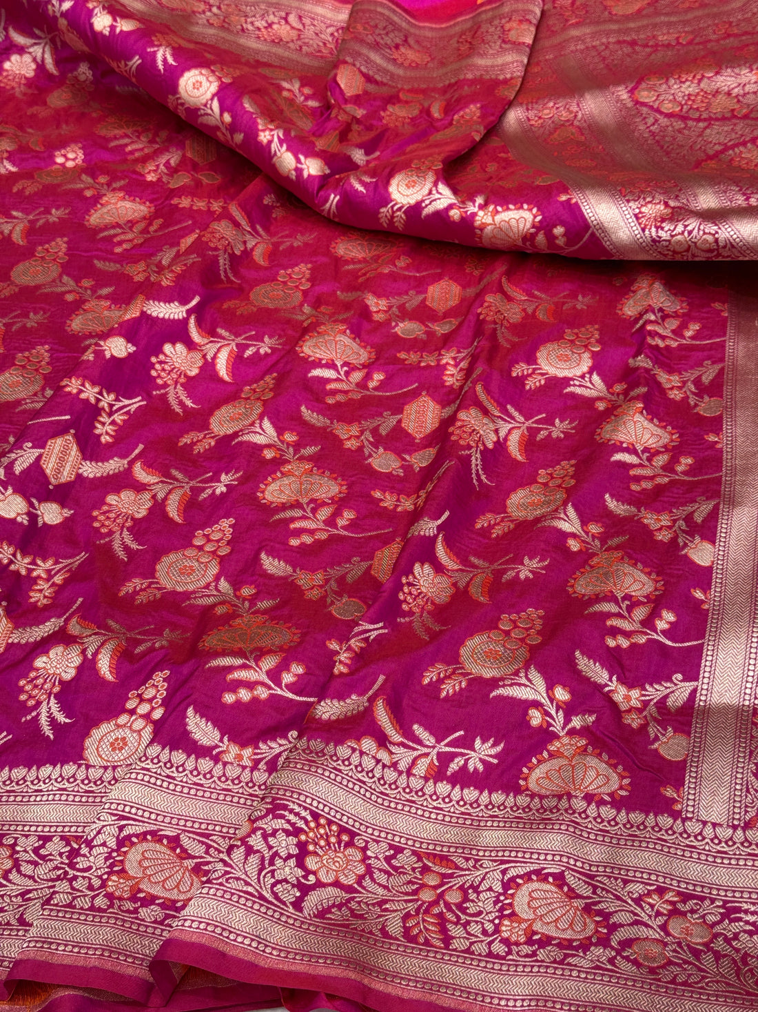 Rani Pink Minakari Pure Silk Saree
