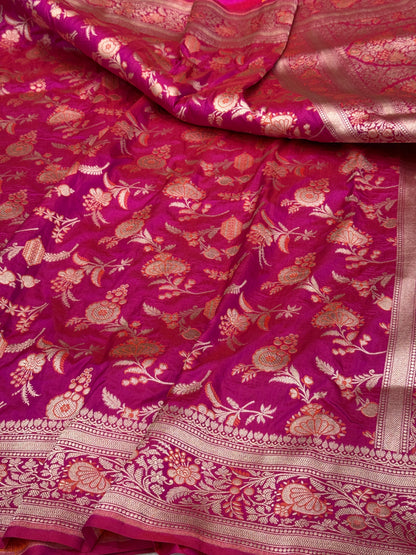 Rani Pink Minakari Pure Silk Saree