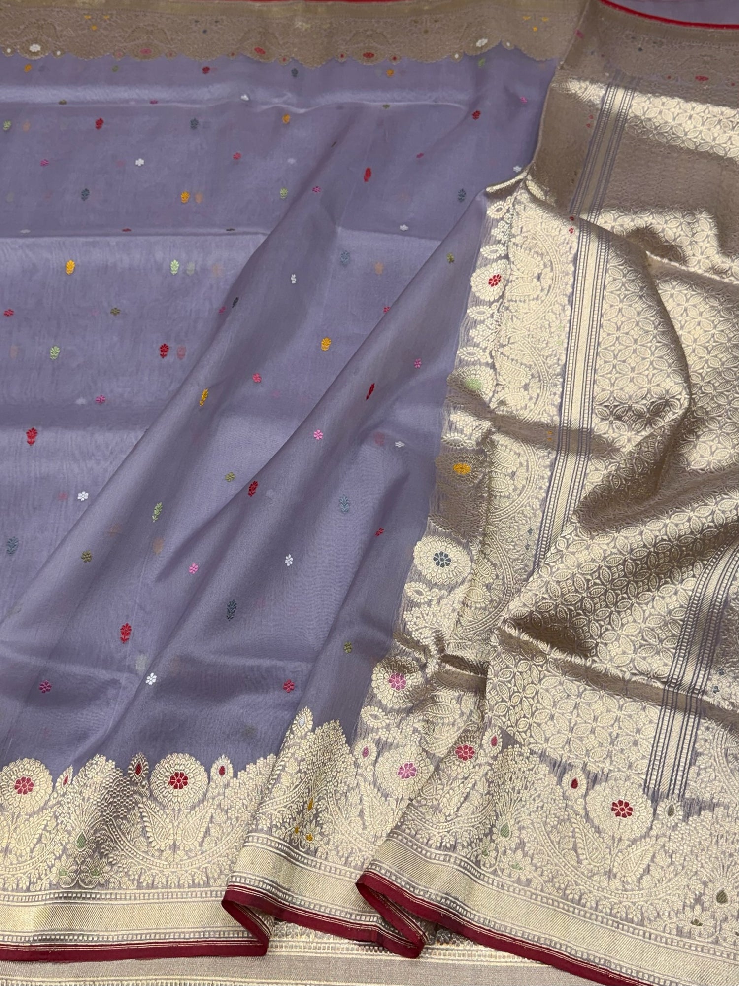 Dusty Lavender Handwoven Pure Organza Silk Saree