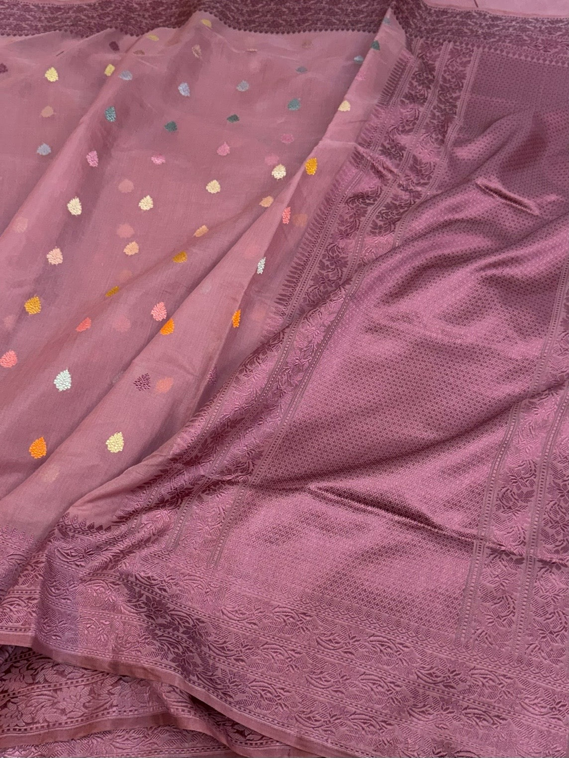Onion pink Handwoven Pure Banarasi Cotton Saree