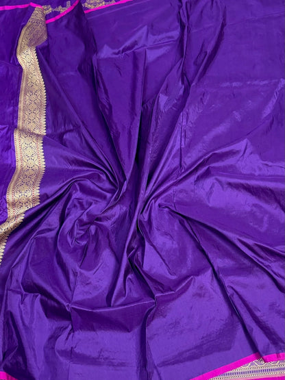 Purple Handwoven Pure Banarasi Silk Saree