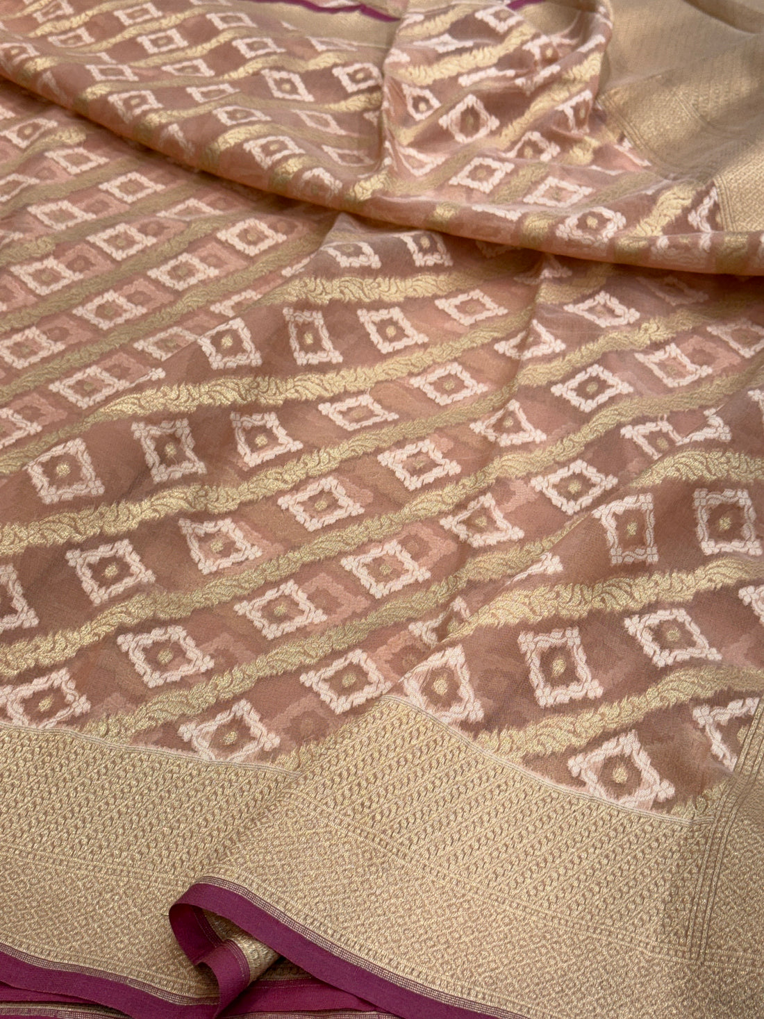 Peach Banarasi Pure Cotton Saree