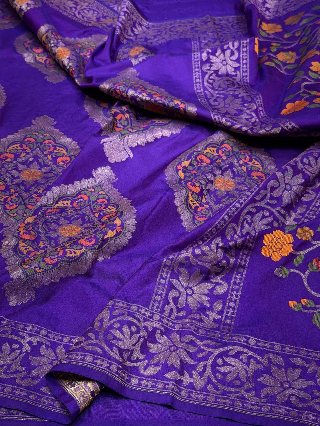 Purple Handwoven Pure Banarasi Ektara Silk Saree
