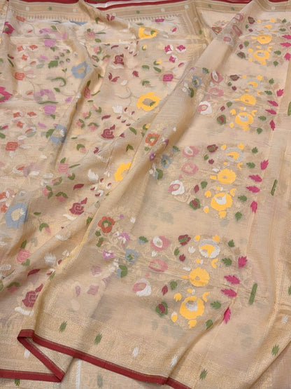 Butter Scotch Pure Muslin Cotton Jamdani Saree
