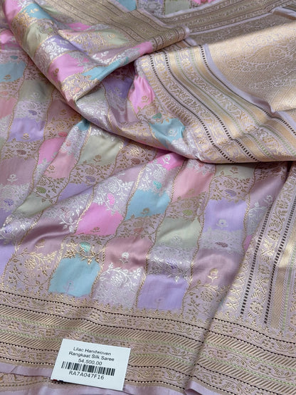 Lilac Rangkaat Handwoven Pure Banarasi Silk Saree
