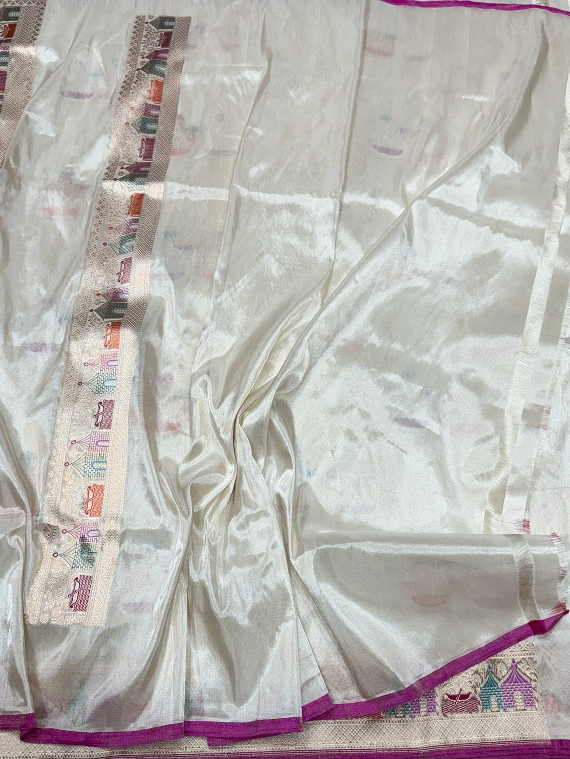 Ivory Handwoven Pure Banarasi Tissue Saree