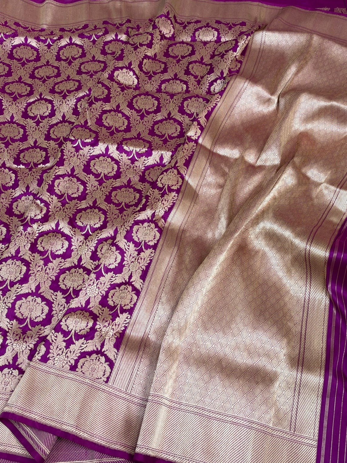 Majenta Pink Handwoven Pure Banarasi Katan Silk Saree