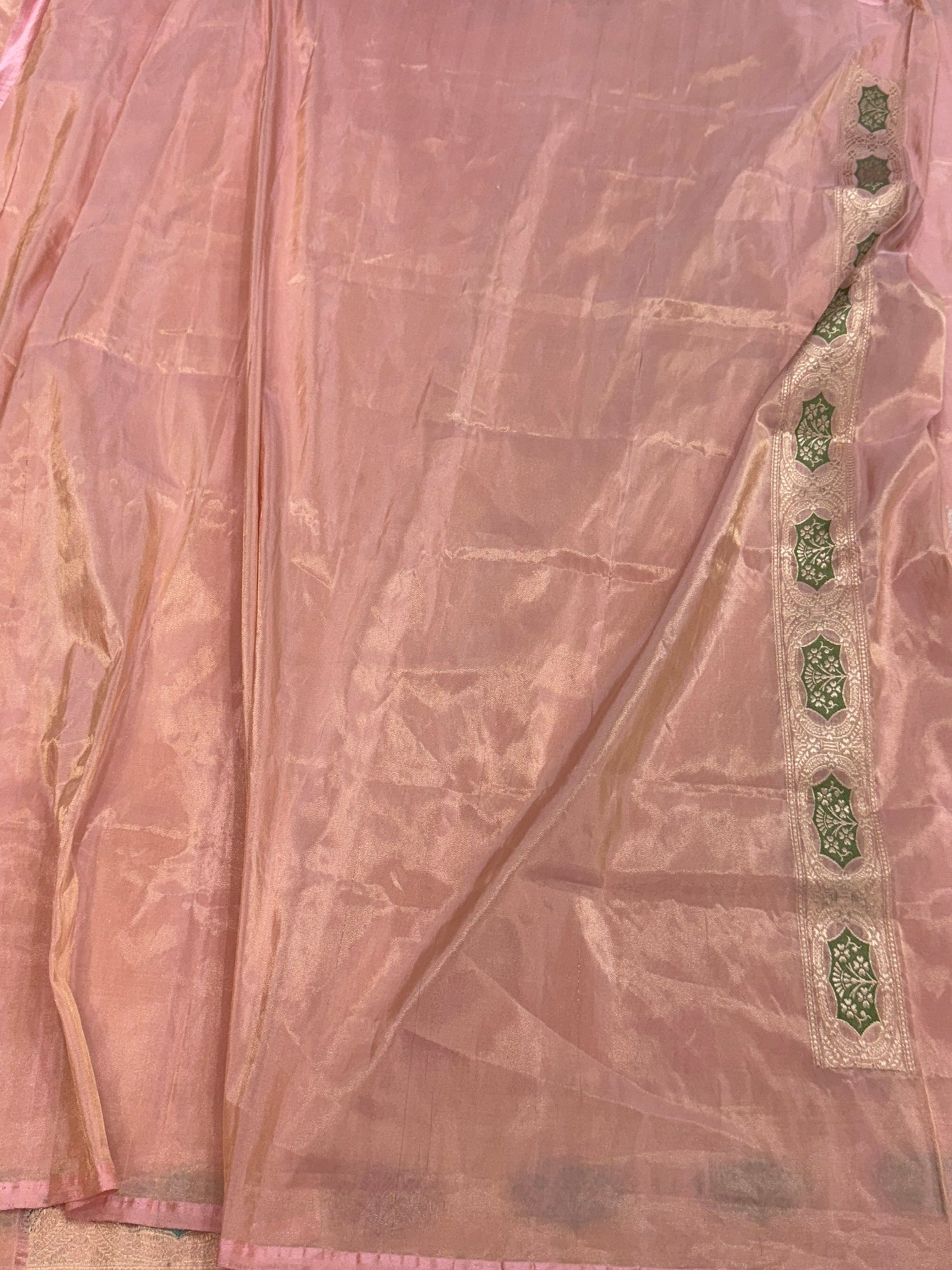 Peach Handwoven Pure Banarasi Tissue Silk Saree