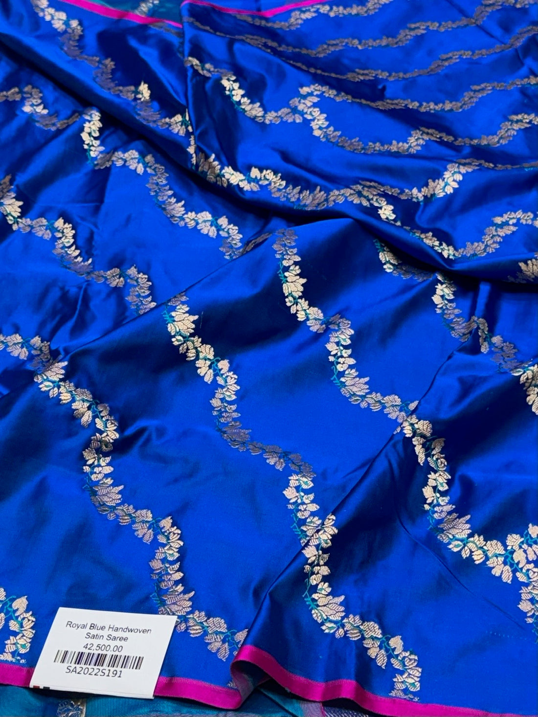 Royal Blue Handwoven Pure Banarasi Satin Silk Saree