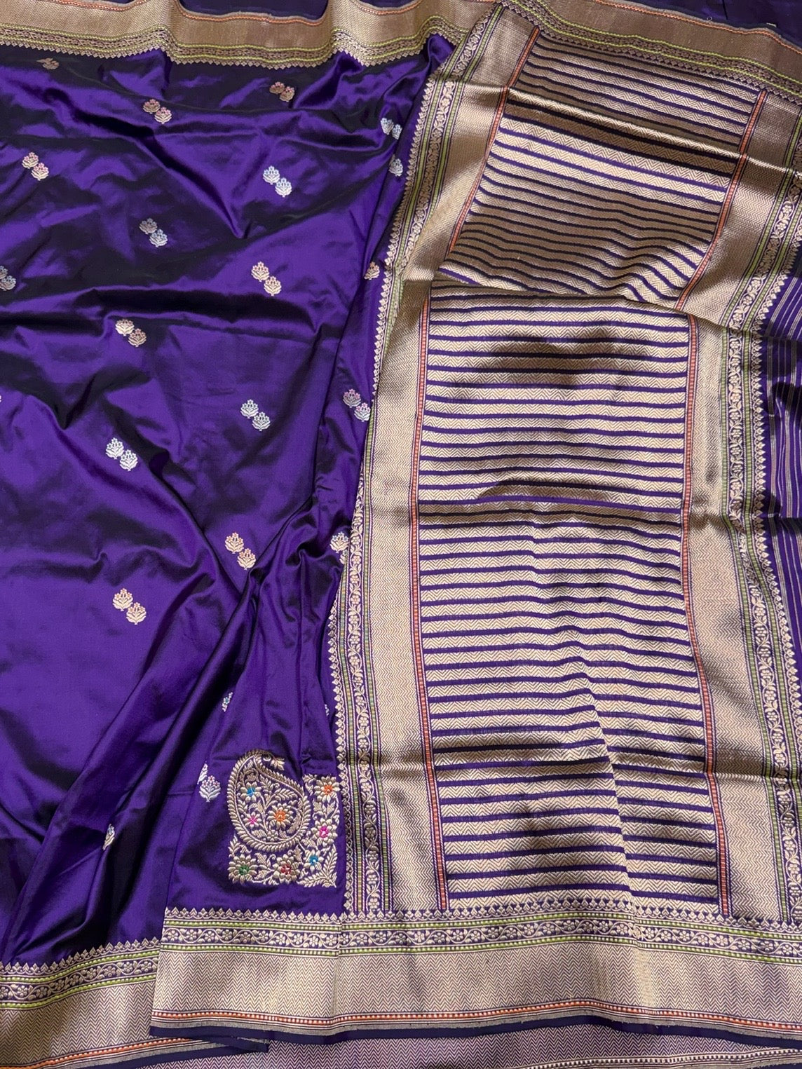 Purple Handwoven Pure Banarasi Silk Saree