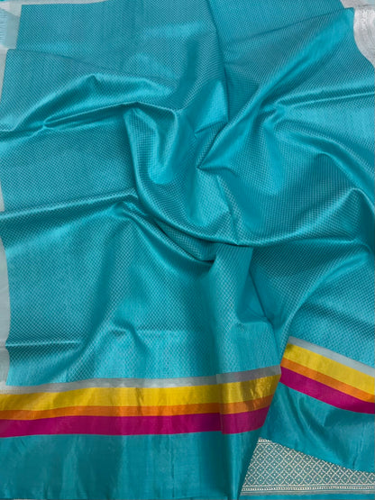 Sea Blue Handwoven Pure Banarasi Organza Silk Saree