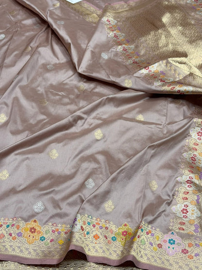 Lilac Handwoven Pure Banarasi Silk Saree