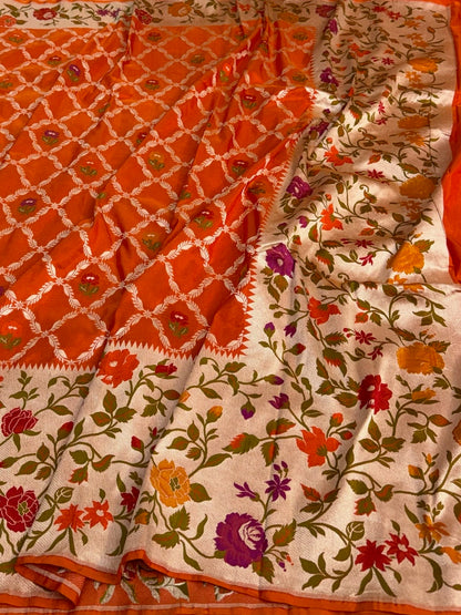 Paithni Banarasi Minakari Pure Katan Silk Saree