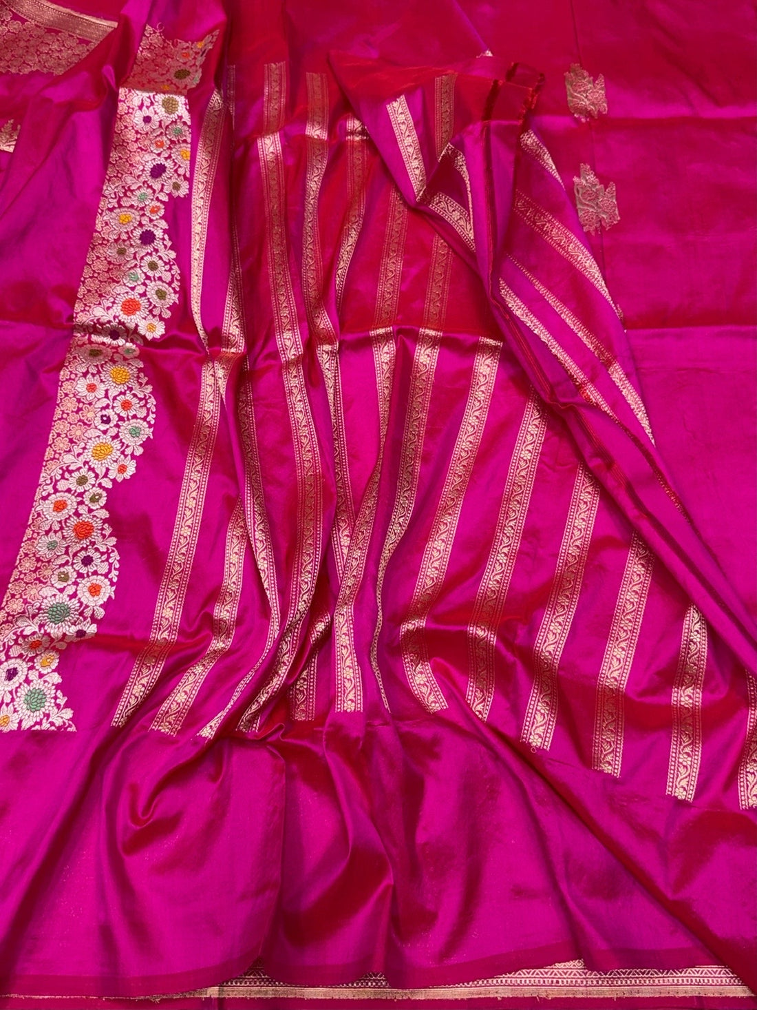 Rani Pink Handwoven Pure Banarasi Silk Saree