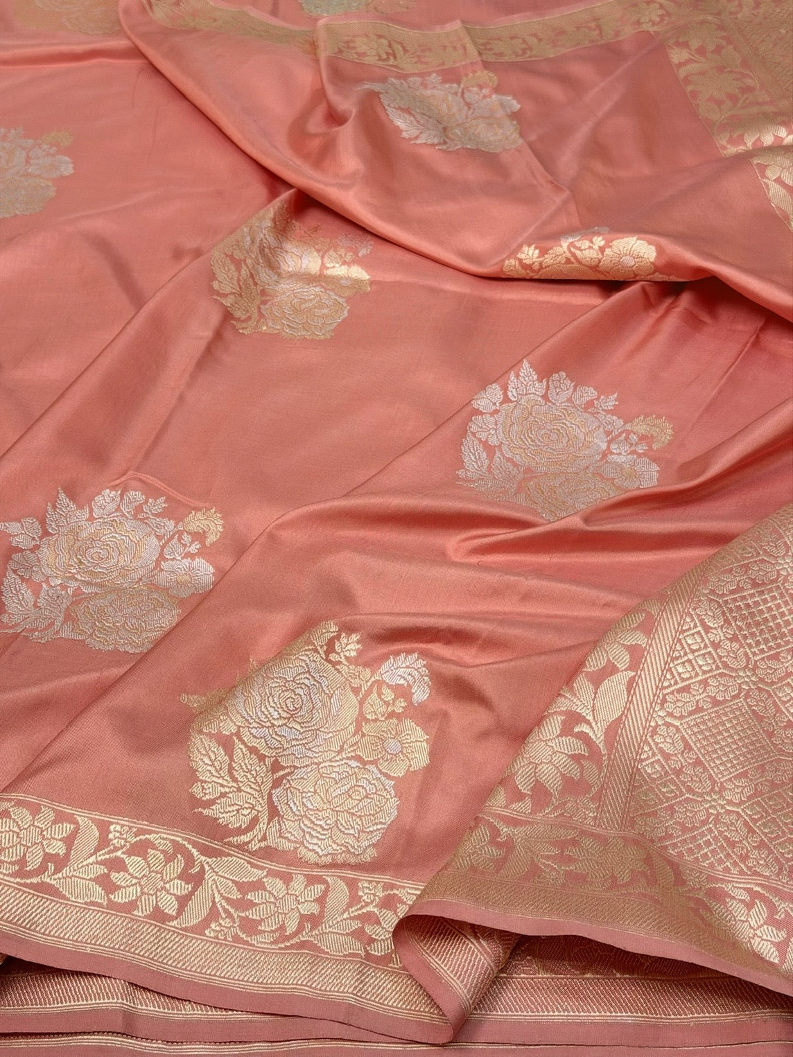 Peach Ektara Handwoven Pure Silk Banarasi Saree