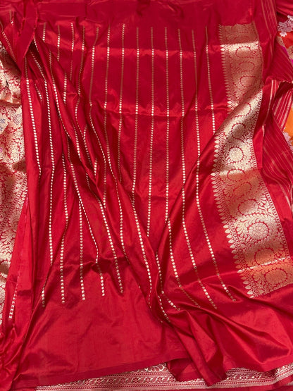 Red Handwoven Pure Banarasi Rangkaat Silk Saree – Luxury Limited Edition Kadwa-Style Handloom