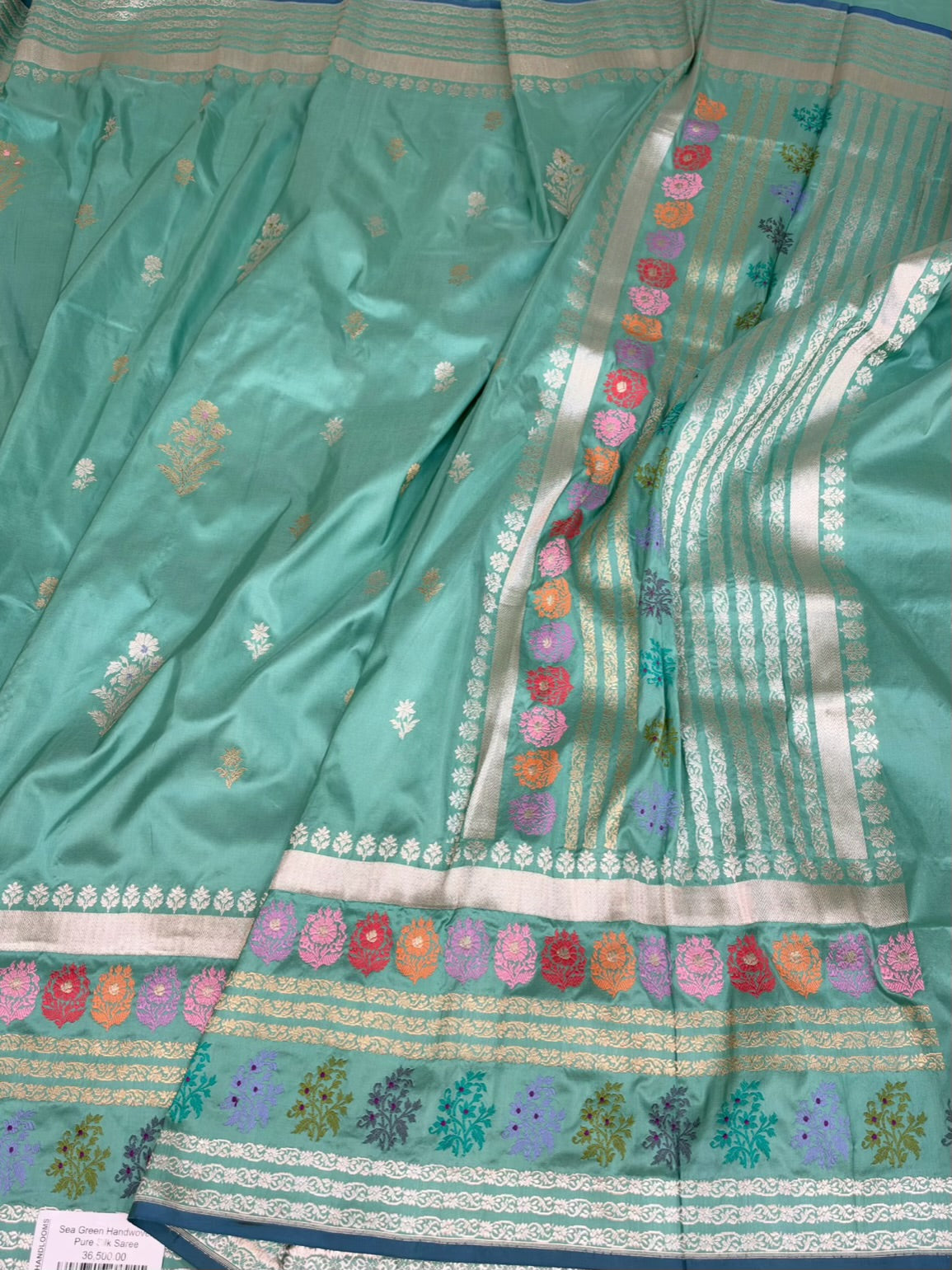 Sea Green Handwoven Pure Banarasi Katan Silk Saree