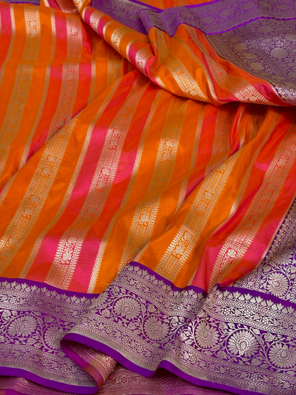 Purple Rangkaat Banarasi Pure Katan Silk Saree