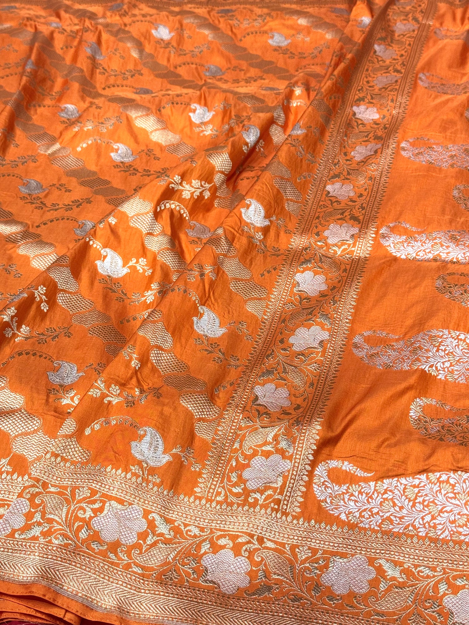 Orange Sona Rupa  Pure Silk Saree