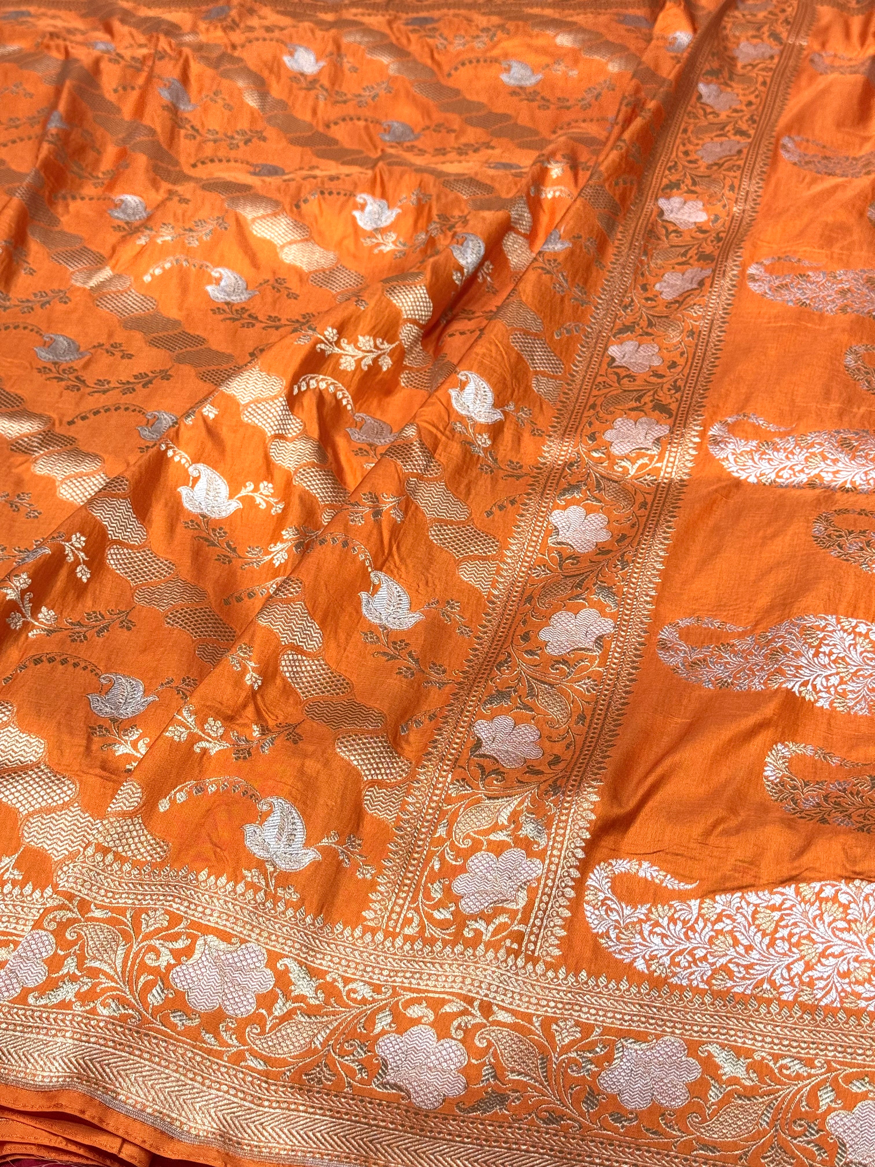 Orange Sona Rupa  Pure Silk Saree