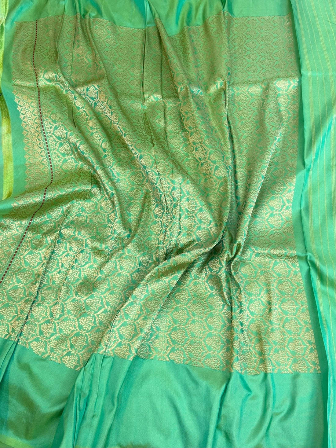 Sea Green Handwoven Pure Banarasi Ektara Silk Saree