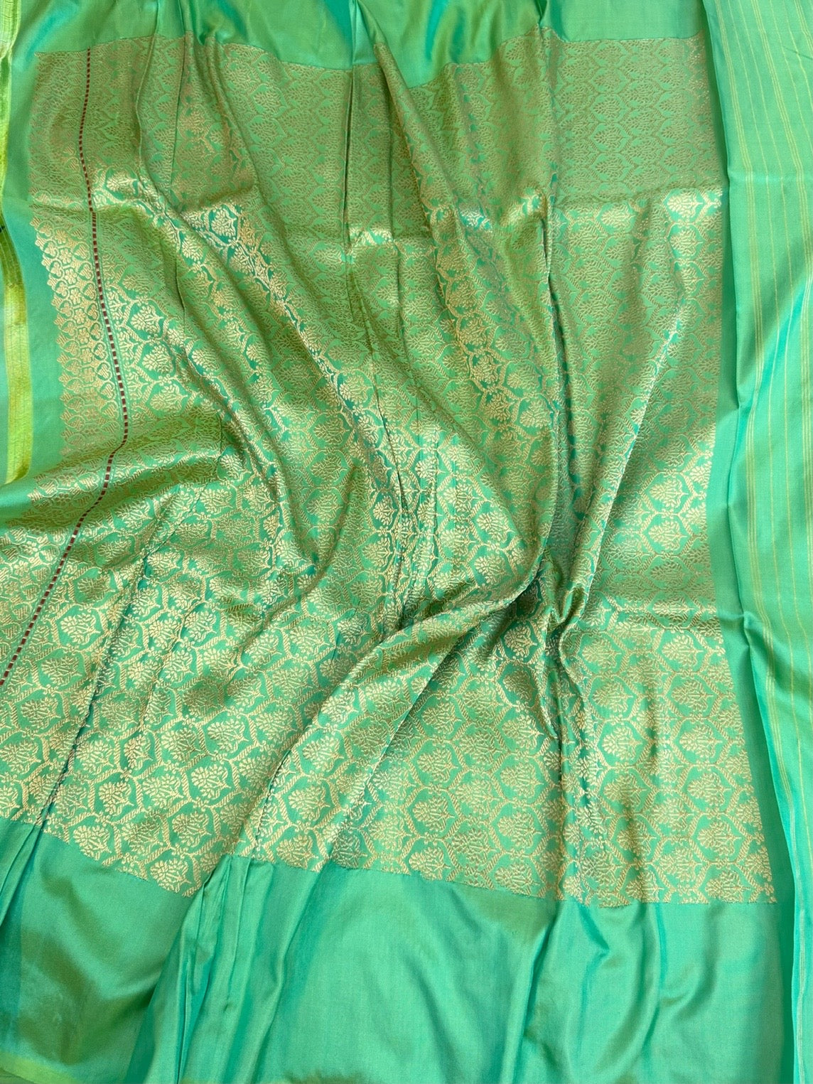 Sea Green Handwoven Pure Banarasi Ektara Silk Saree