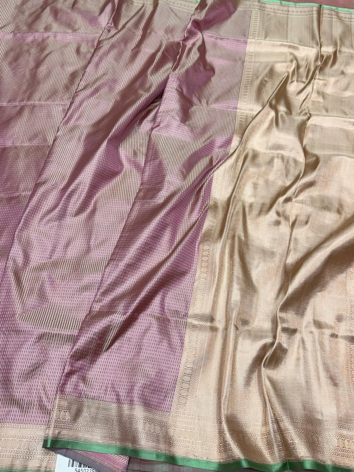 Dusty Mauve Handwoven Pure Banarasi Satin Tanchoi Silk Saree
