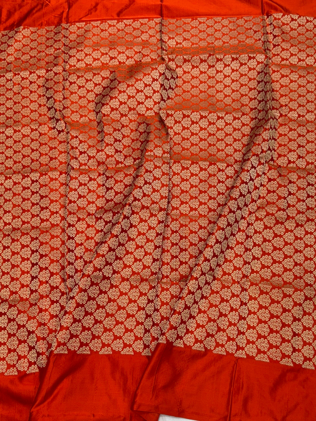 Orange Handwoven Banarasi Pure Mashru Satin Silk Saree