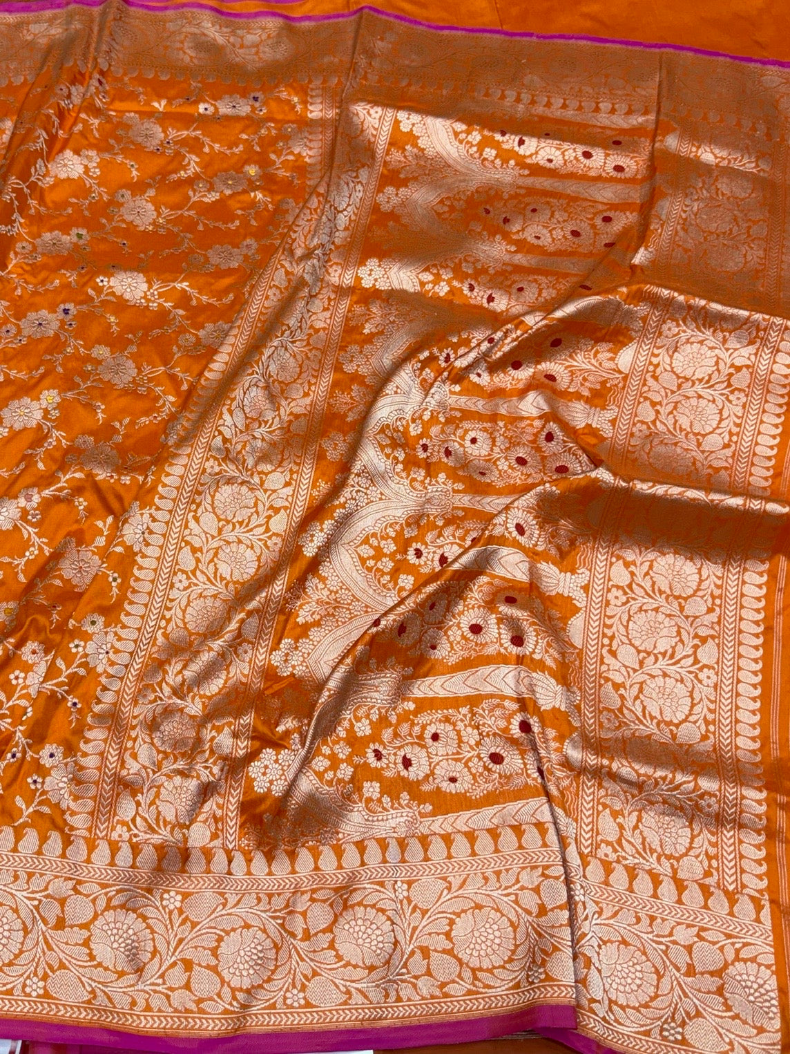 Orange Handwoven Banarasi Pure Silk Saree