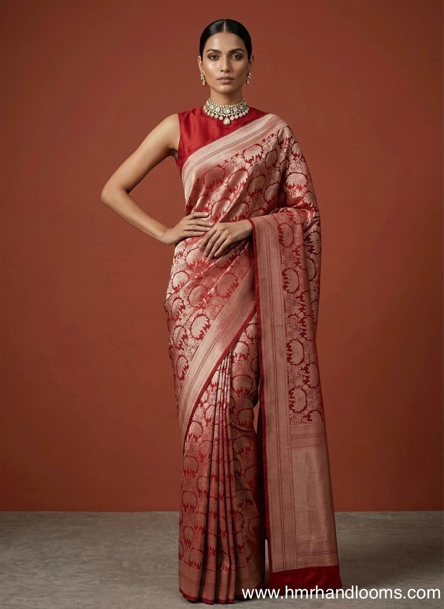 Red Banarasi Pure Silk Brocade Saree