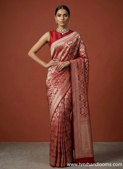 Red Banarasi Pure Silk Brocade Saree