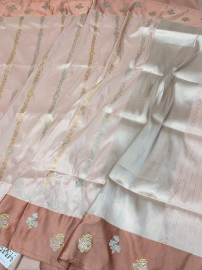Baby Pink Handwoven Pure Banarasi Katan Silk Saree