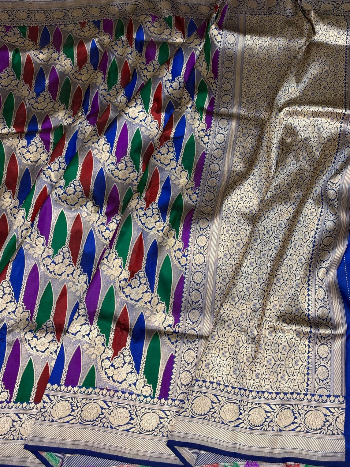 Royal Blue Rangkaat Banarasi Pure Katan Silk Saree
