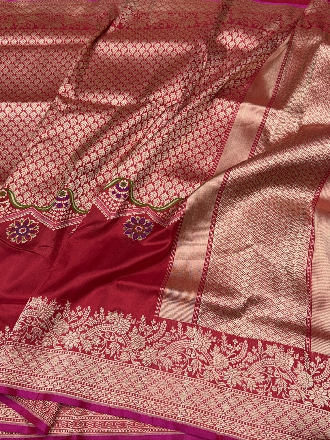 Red Handwoven Pure Banarasi Silk Saree