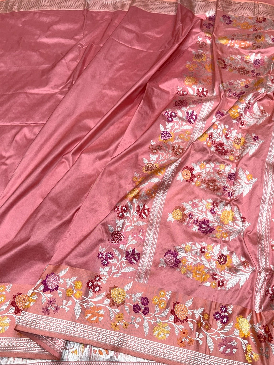 Peach Handwoven Pure Banarasi Katan Silk Saree