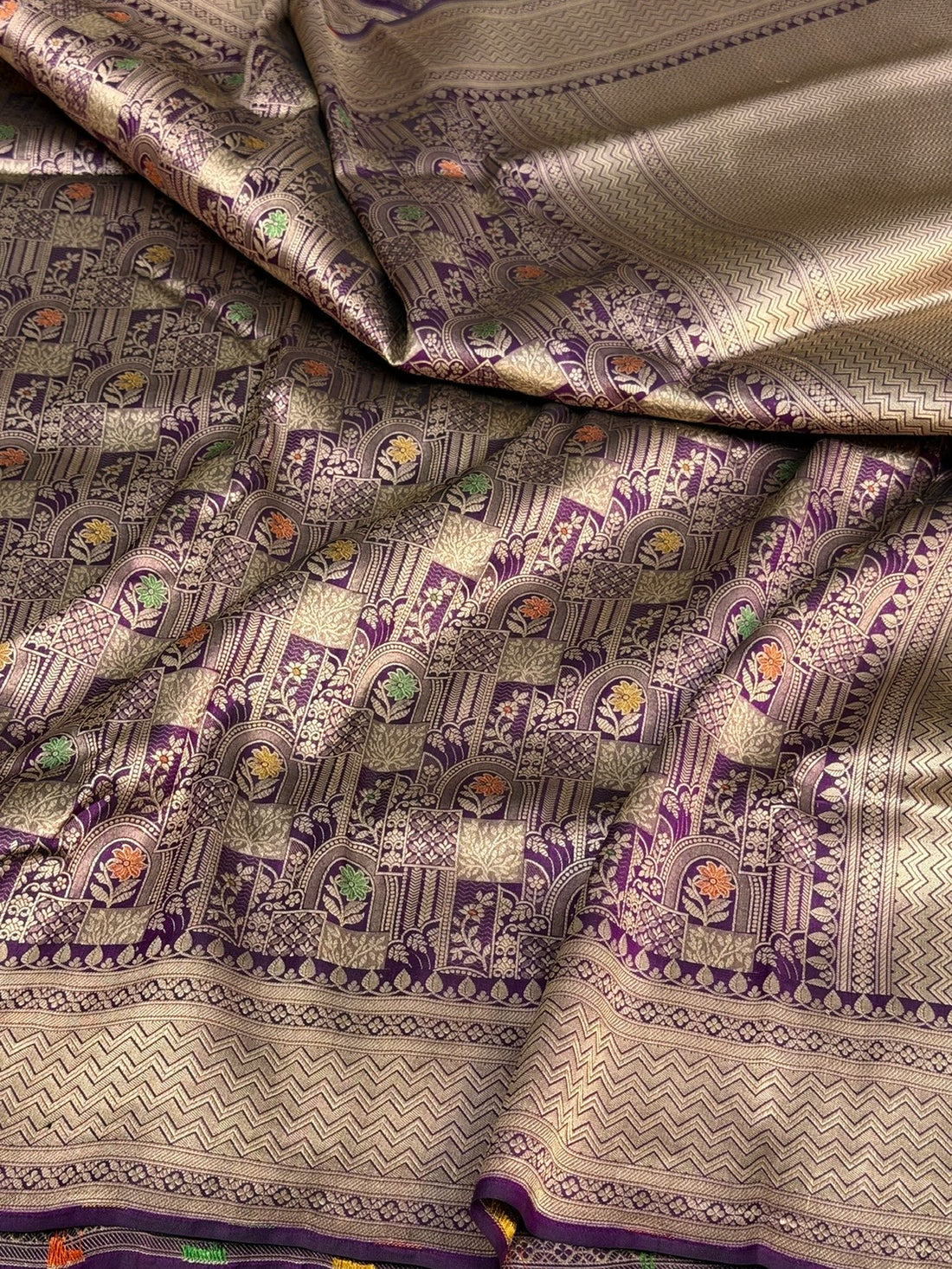 Magenta Minakari Banarasi Pure Katan Silk Brocade Saree