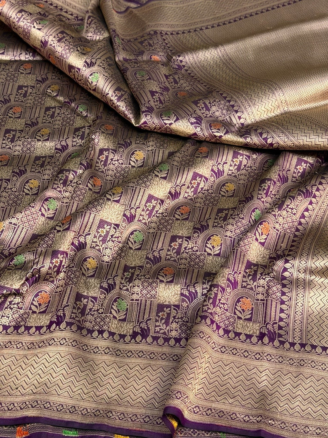 Magenta Minakari Banarasi Pure Katan Silk Brocade Saree
