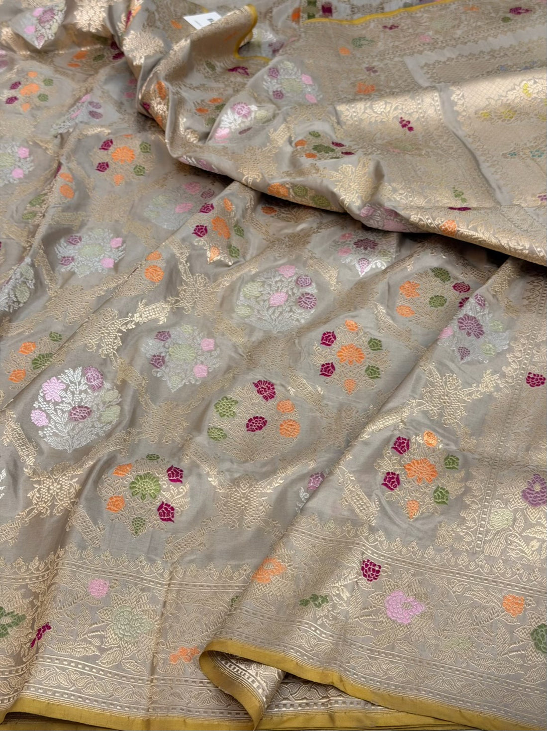 Grey Handwoven Banarasi Pure Katan Silk Saree