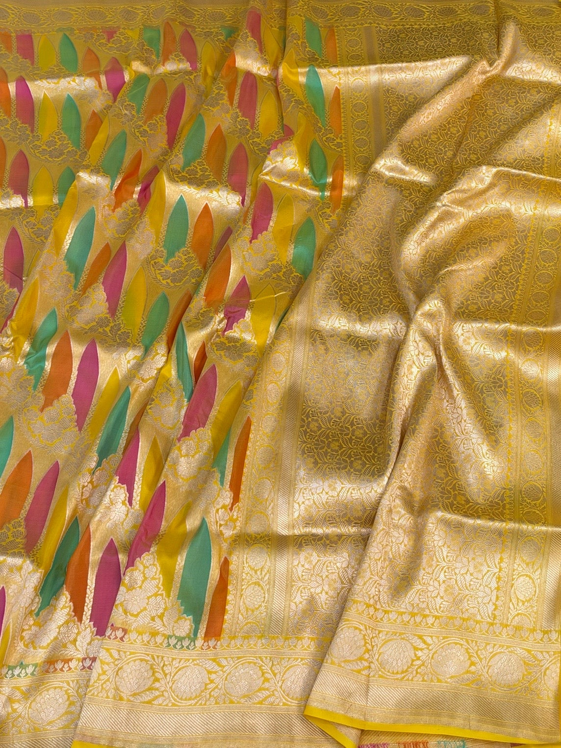 Yellow Rangkaat Banarasi Pure Katan Silk Saree