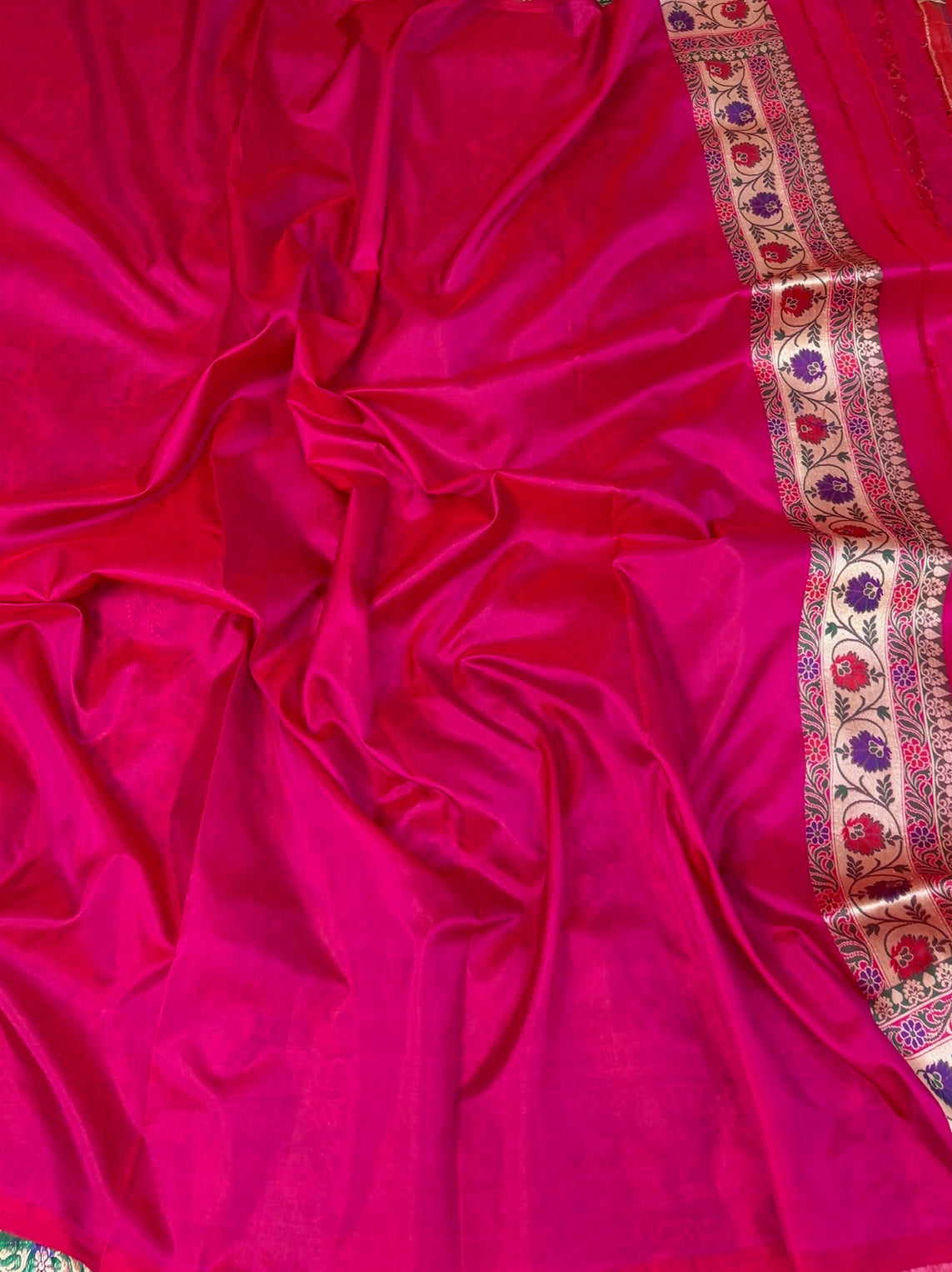 Rani Pink Banarasi Gharchola Pure Katan Silk Saree