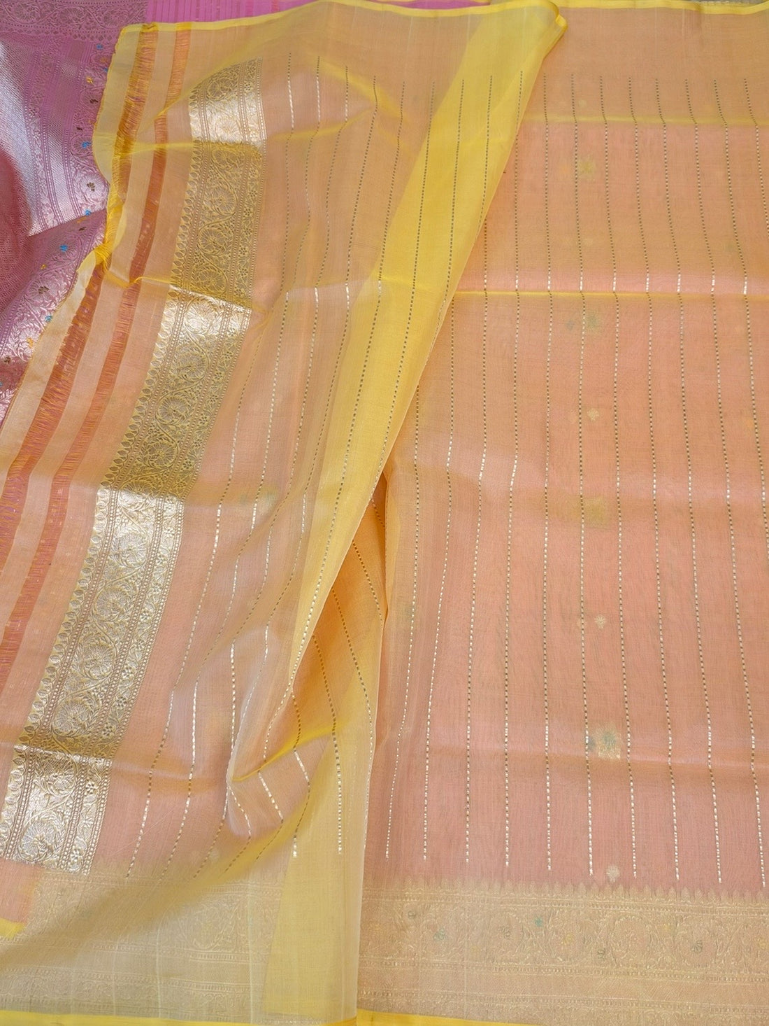 Gajiri Pink Handwoven Pure Organza Silk Saree