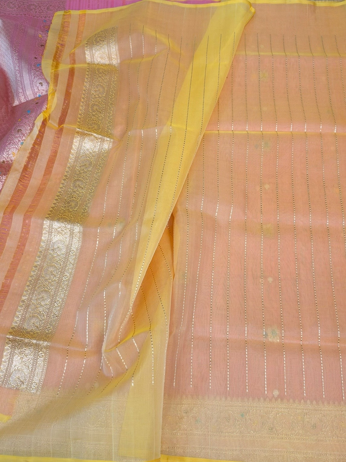 Gajiri Pink Handwoven Pure Organza Silk Saree