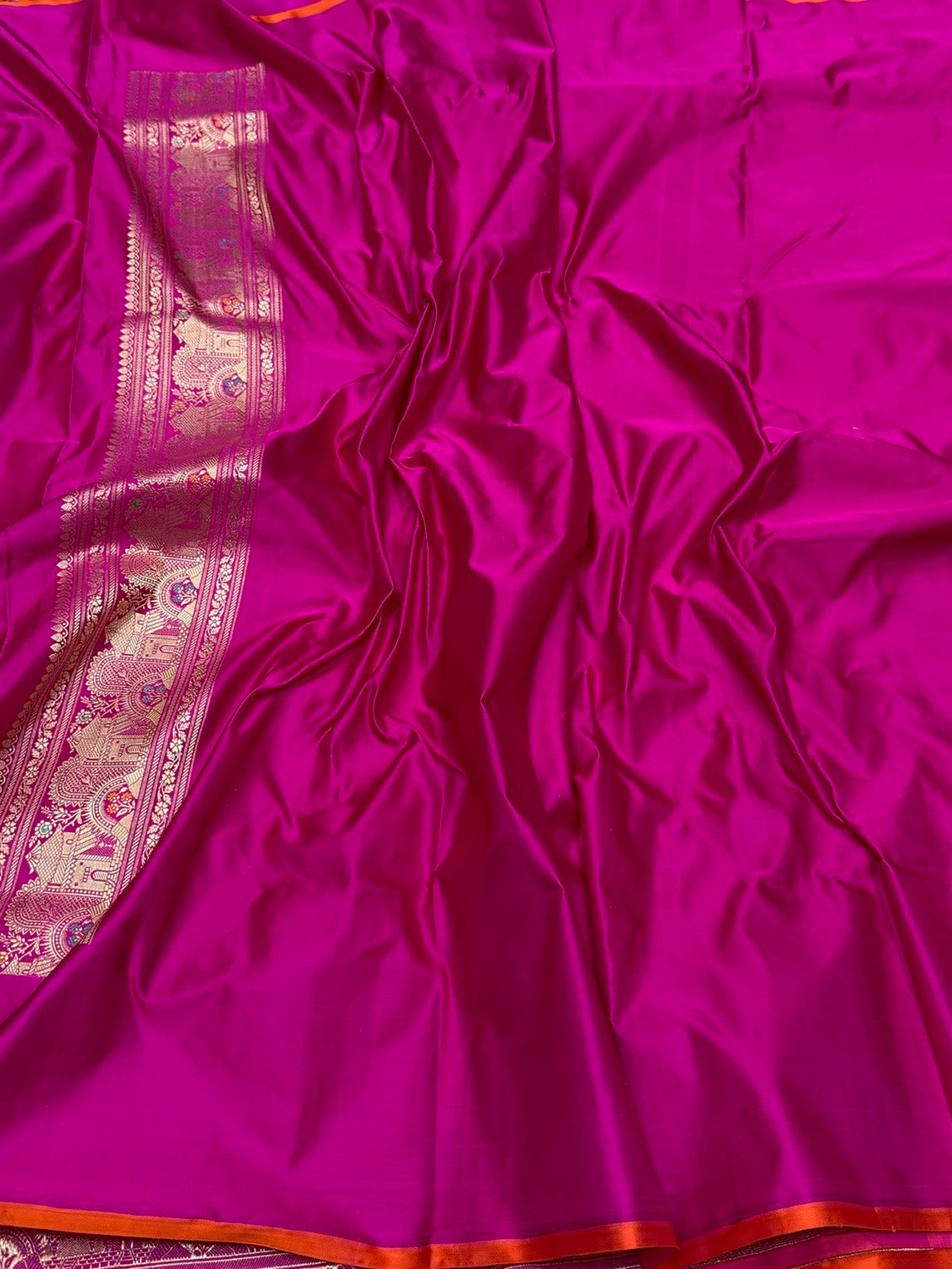 Rani Pink Handwoven Pure Banarasi Satin Silk Saree